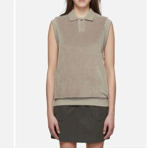 ESSENTIALS Taupe Cotton Polo sleeves shirt size small